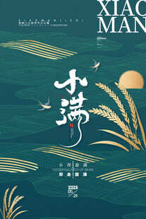 小满节气插画海报