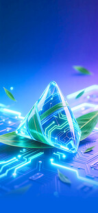 梦幻蓝绿科技感三角形元素