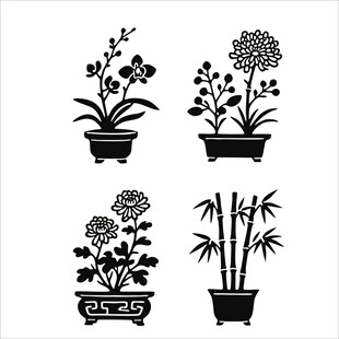 中式盆栽花卉图案集
