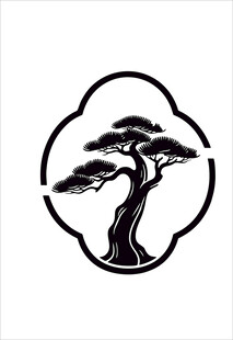 中式云纹松树图案