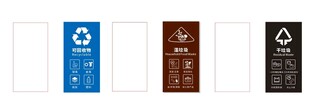 四色垃圾桶标识展示