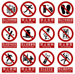 常见禁止类安全警示标识