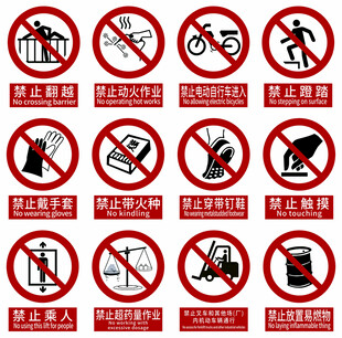 常见禁止类安全警示标识