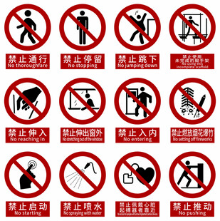 常见禁止类安全警示标识