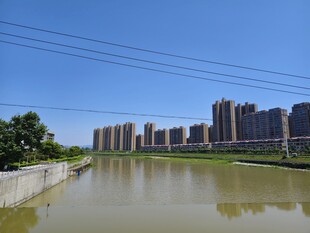 河畔高楼景