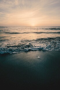 海边日落时的海浪景观