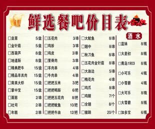 烧烤价目表展示