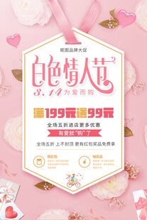 粉色情侣氛围情人节节日海报