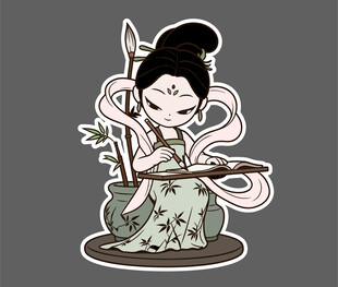 古风仕女持物优雅形象