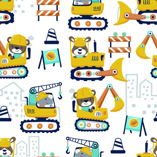 卡通工程车图案背景