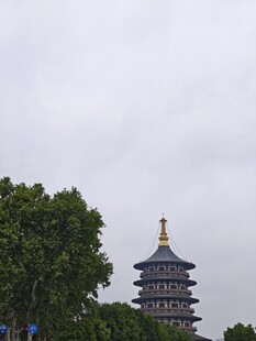 绿树环绕的古典塔楼