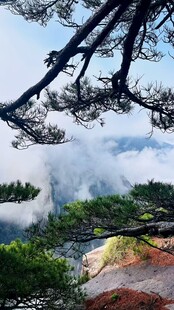山间云雾缭绕的秀丽景致