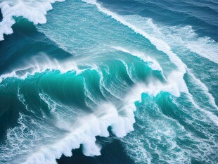 汹涌澎湃的蓝色海浪