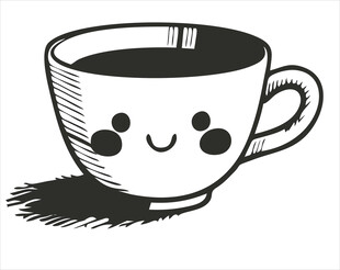 可爱笑脸咖啡杯插画