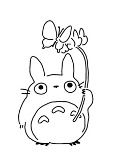 卡通龙猫手持花朵插画