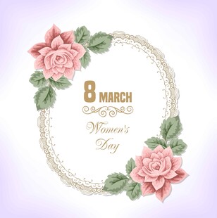 3月8日妇女节花卉装饰图