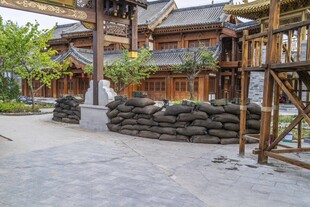 沂州古城仿古建筑与沙袋