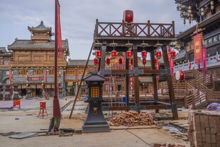 搭建中的传统中式建筑场景