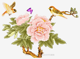 花鸟牡丹图