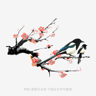 枝头喜鹊闹春