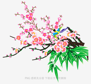 枝头繁花伴翠鸟