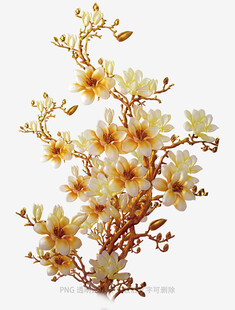 黄白花朵枝饰