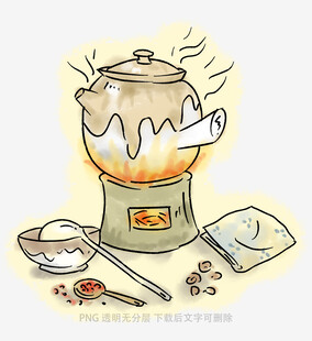 炉灶上煮沸溢出的锅具