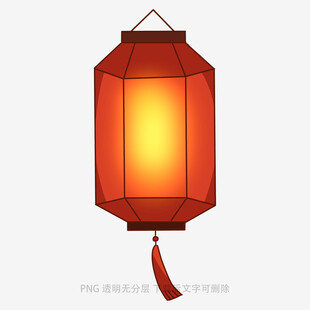 中式传统红色发光灯笼