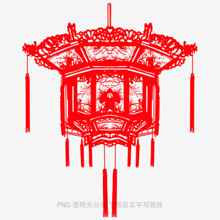 中式传统红色镂空灯笼图案