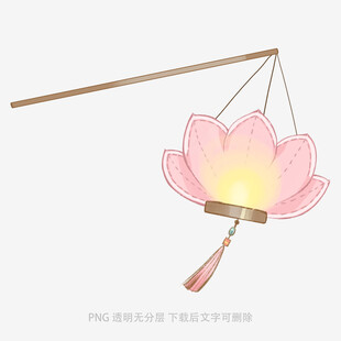 手绘粉色莲花灯笼