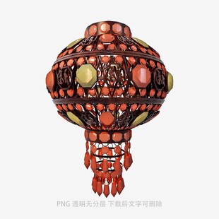 复古风雕花红色工艺灯笼
