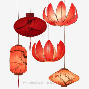 中式传统灯笼悬挂装饰图