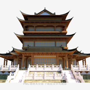 中式多层古建筑气势恢宏