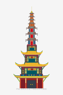彩色中式多层宝塔模型