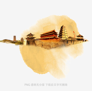 水墨风格的中式古建筑群