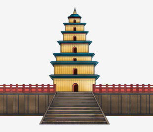 中式古塔建筑模型