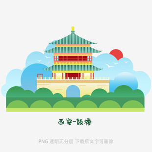 中式古风楼阁插画