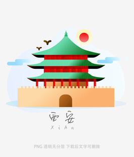 中式古建筑插画