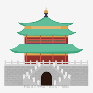 中式古建筑城楼景观