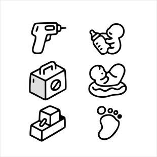 婴儿用品与工具图标集合