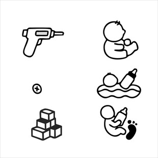 婴儿用品与活动图标集合