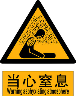当心窒息警示标志