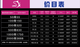 美容项目价目表展示