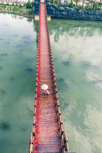 炭河千古情景区水上红桥美景