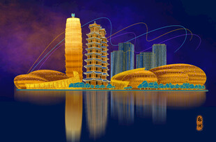 璀璨城市夜景建筑景观