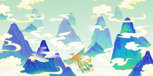 梦幻山川间的飞翔精灵