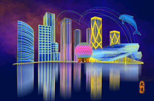 梦幻都市夜景建筑风光