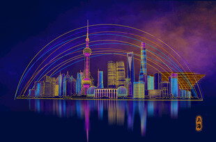 梦幻都市天际线夜景图