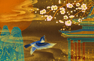 中式花鸟景致古风画面