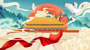 壮丽国风建筑与祥瑞景象
